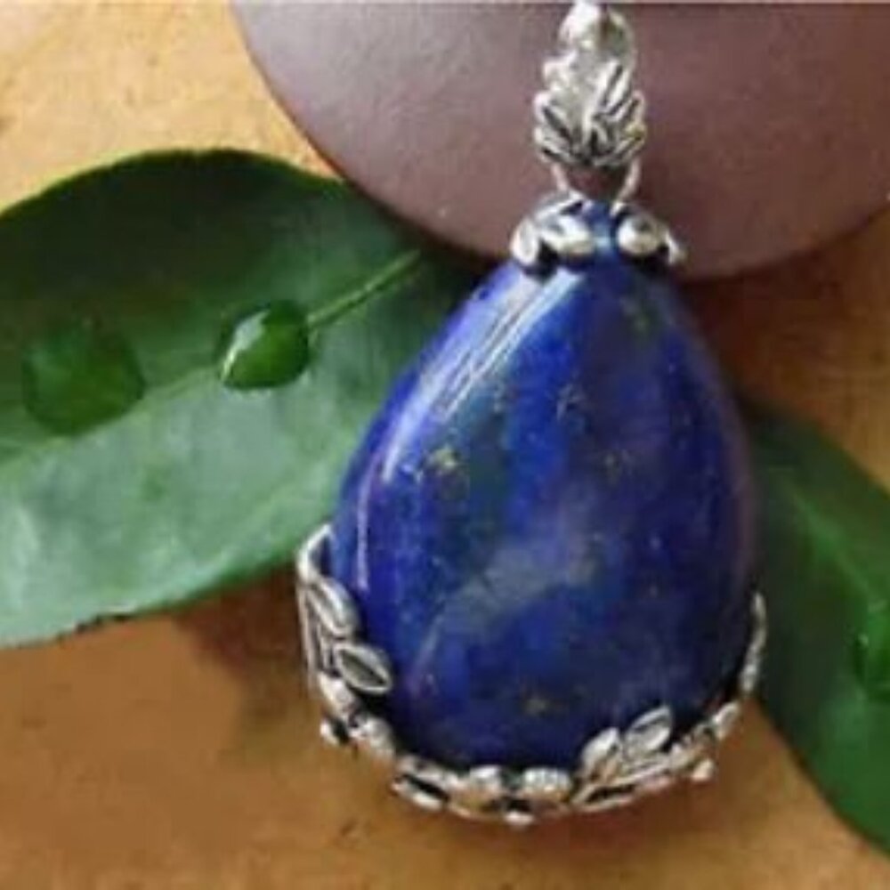 Natural Lapis Lazuli Quartz Crystal Stone Teardrop Gemstone Pendant BX-0094